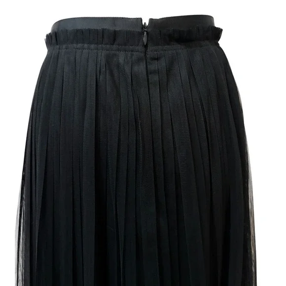 Banana Republic Black Pleated Tulle Midi Skirt Size 10 Tall Mesh Accordion Core - Picture 6 of 8